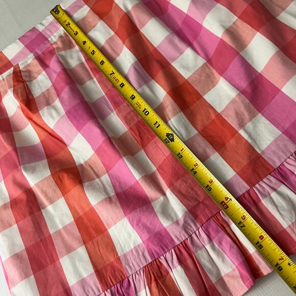 J. Crew Factory Printed Ruffle Mini Skirt in Cotton Poplin Pink Size 63 - Picture 6 of 9